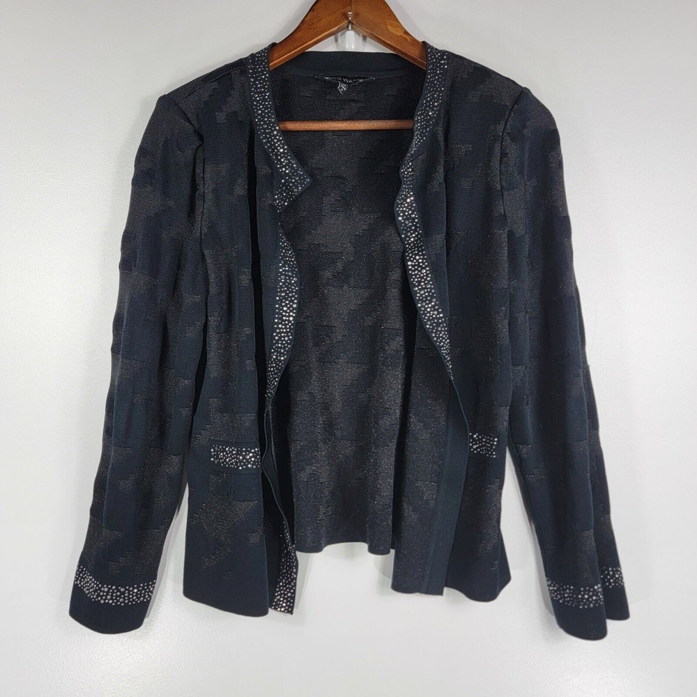 Ming Wang Size Medium Black Open Front Blazer Jac… - image 2